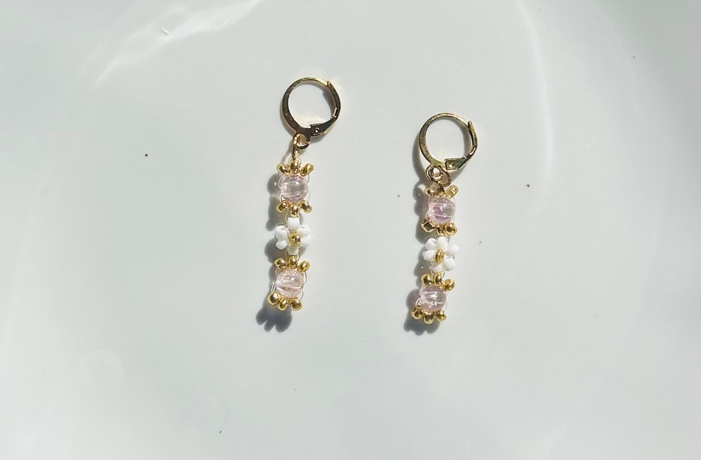 Bubble flower earrings – Pink and white
